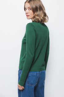 Maglione a maglia rasata con scollo a V e fiocco