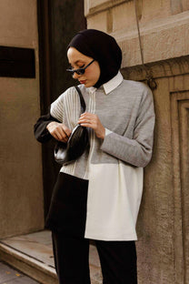 Tunica in maglia con fascia al collo