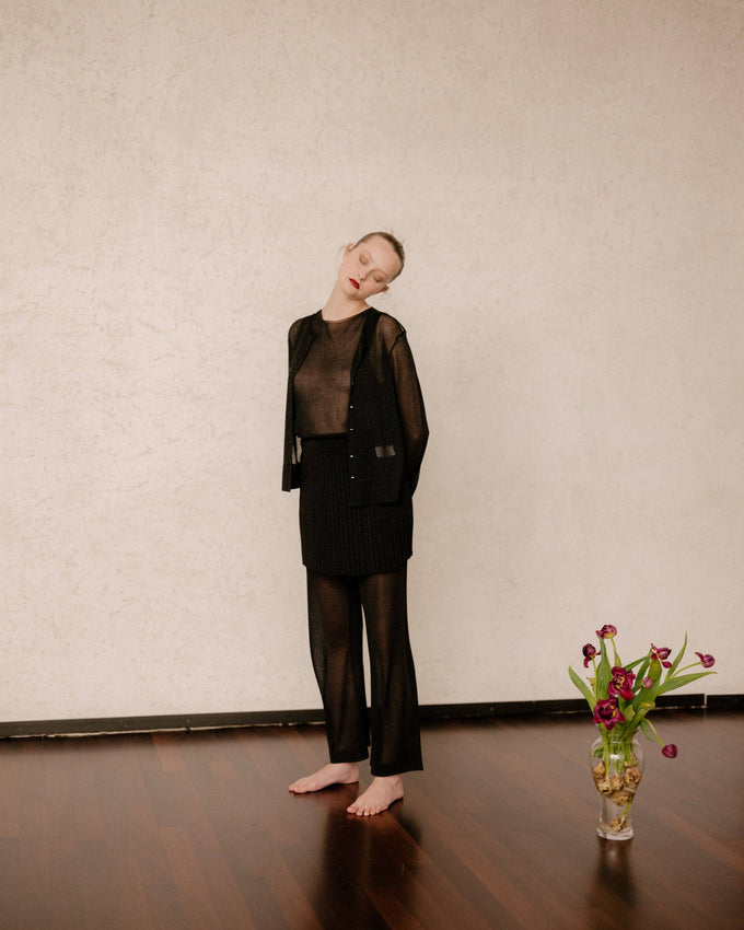 Cardigan leggero in lurex con glitter da donna