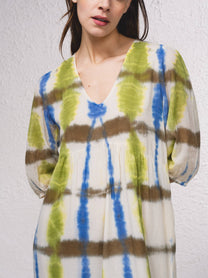 Abito midi ampio in cotone con stampa