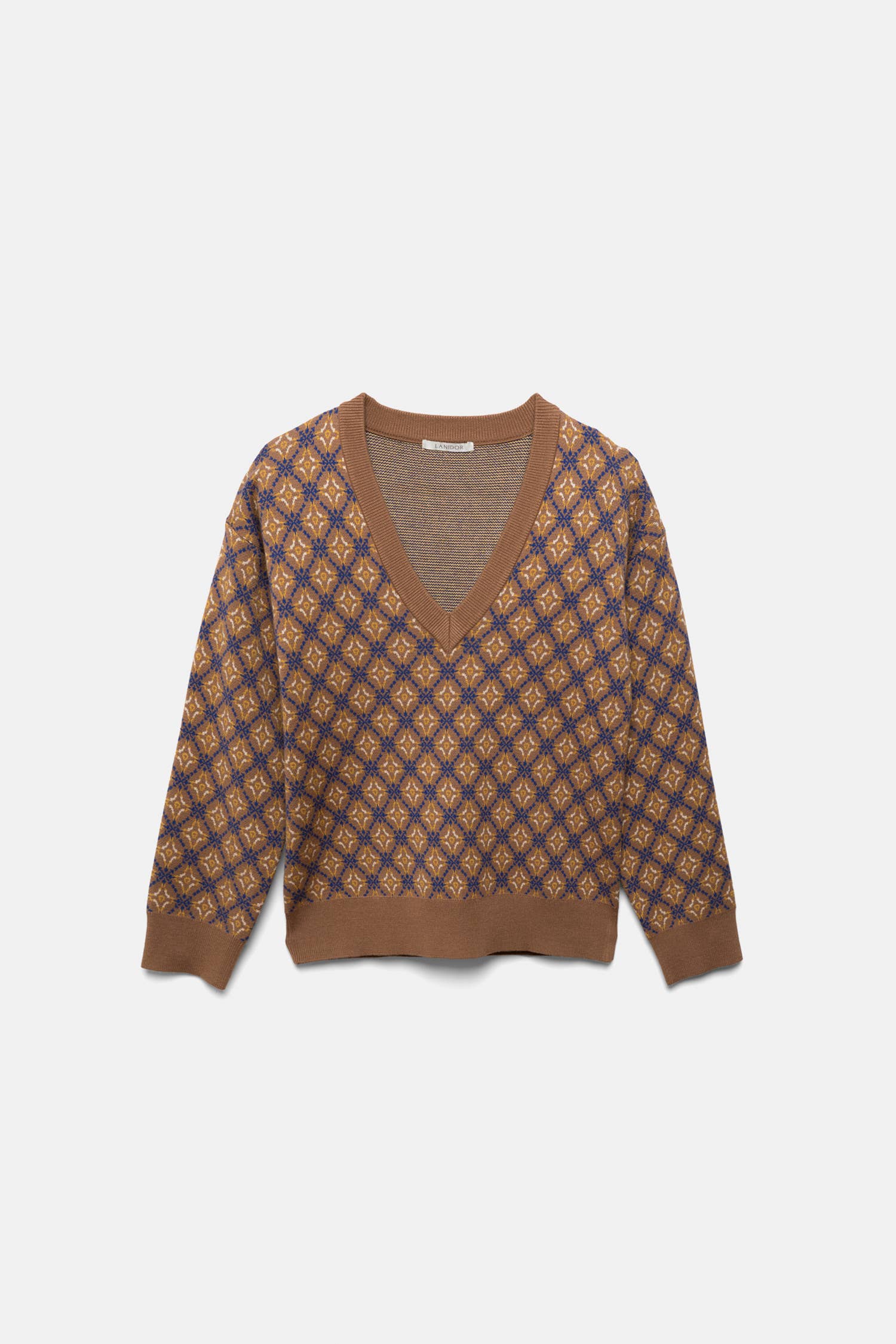 Maglione jacquard con motivo geometrico
