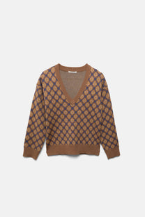 Maglione jacquard con motivo geometrico