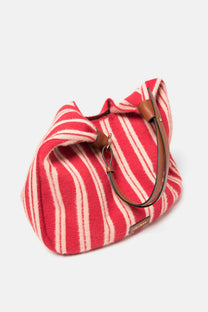Borsa a spalla rustica a righe con tracolla