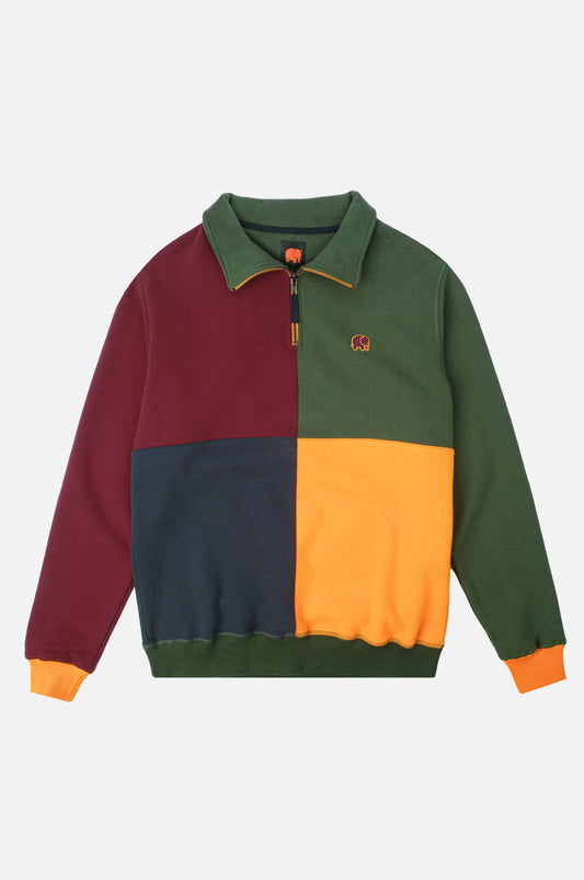 Felpa color block Harlequin con mezza zip