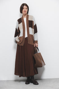Cardigan in maglia color block con motivo geometrico