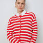 Cardigan corto a righe con bottoni dorati