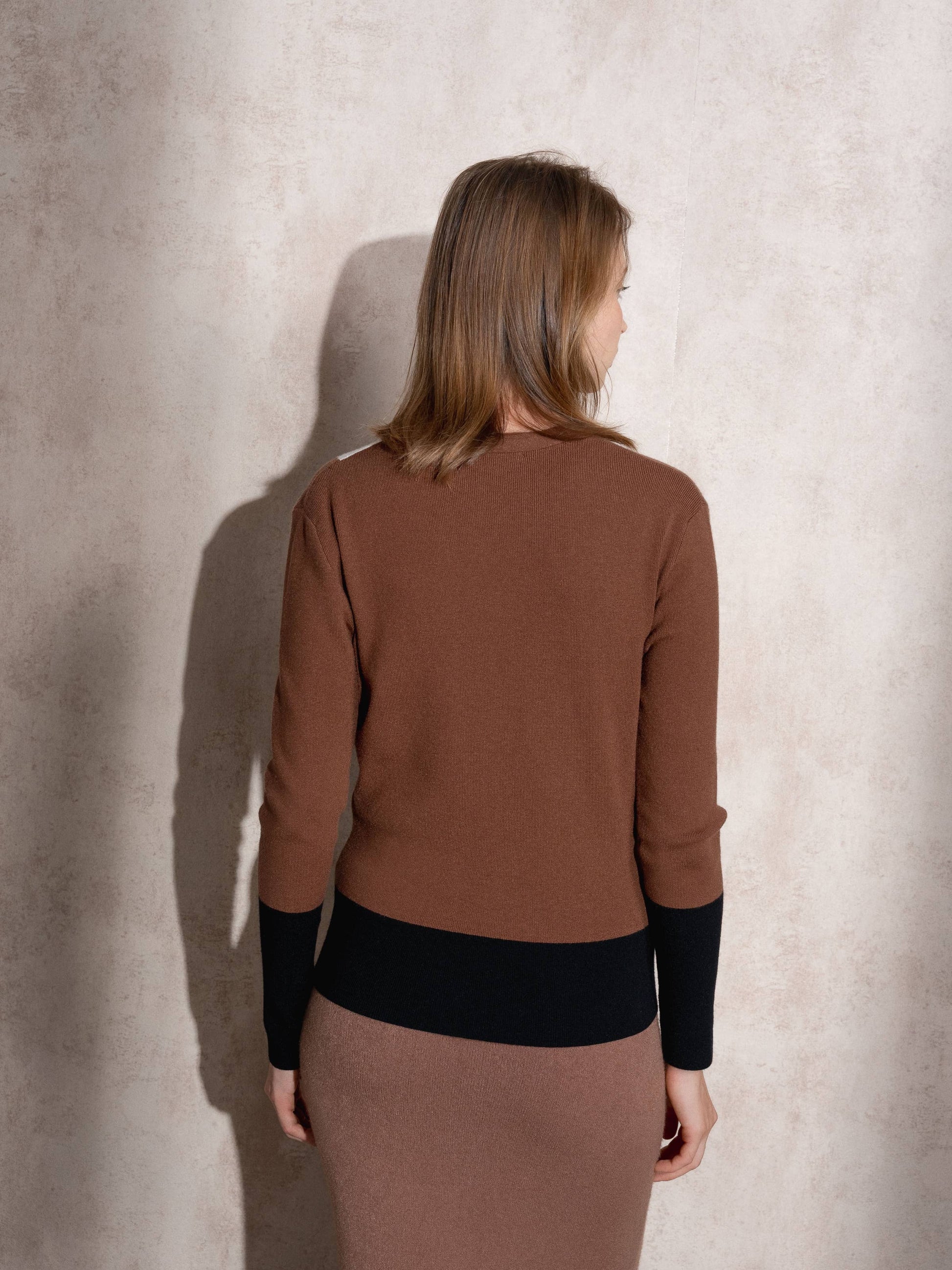 Maglione cache-cœur color block da donna
