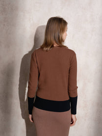 Maglione cache-cœur color block da donna