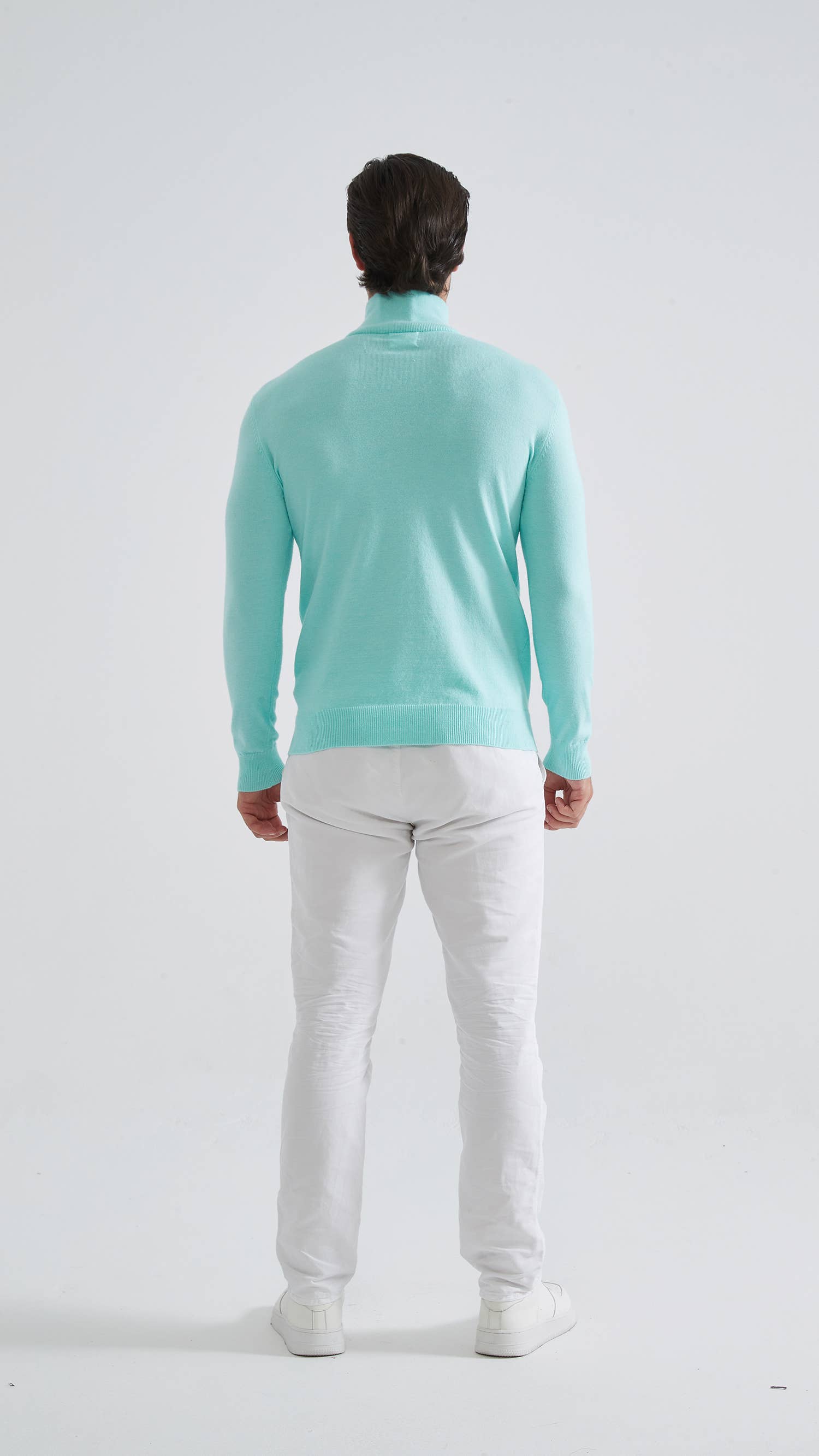 Maglione uomo con collo camionneur Cashmere Touch verde acqua