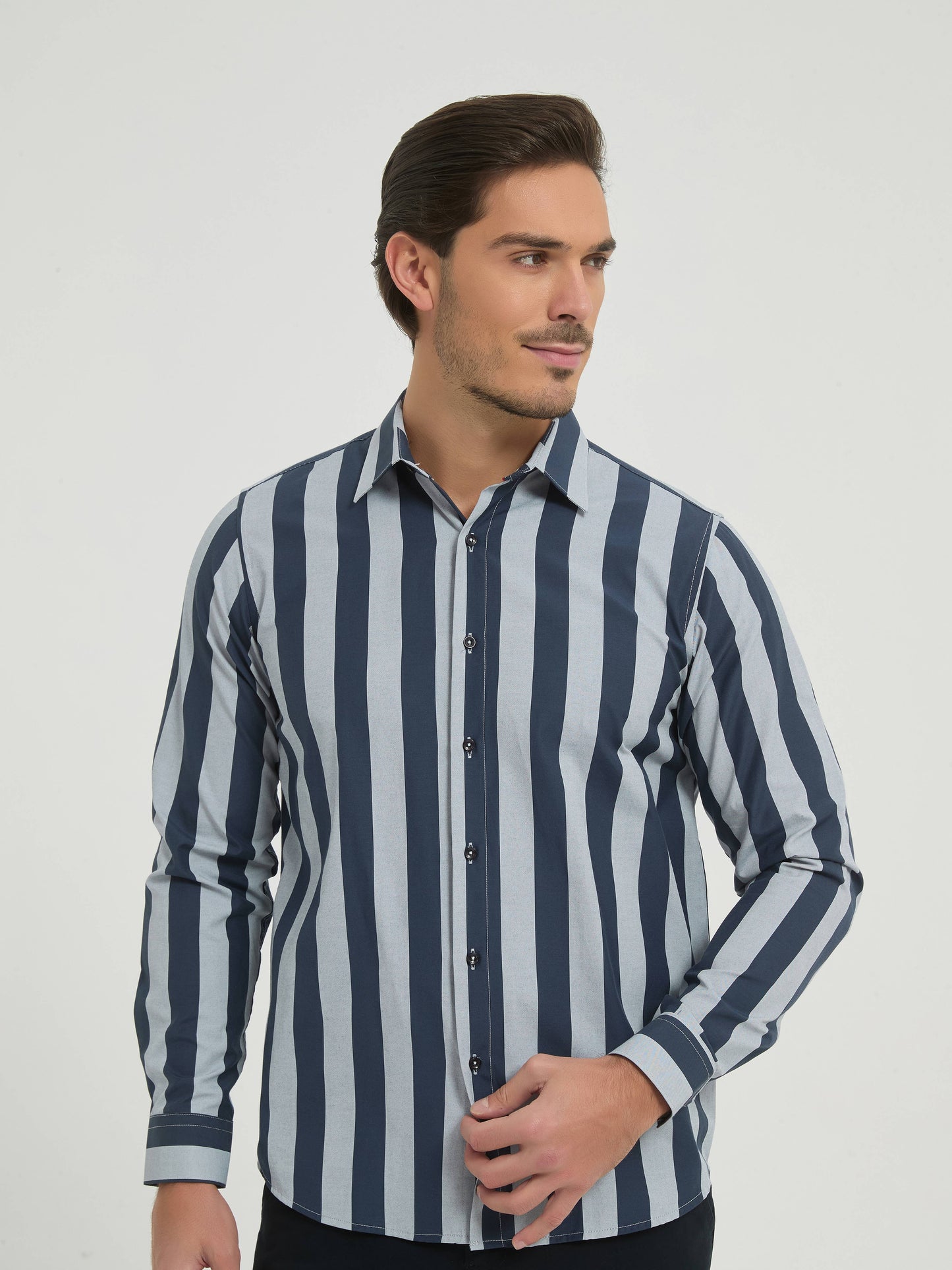 Camicia a righe comfort blu navy