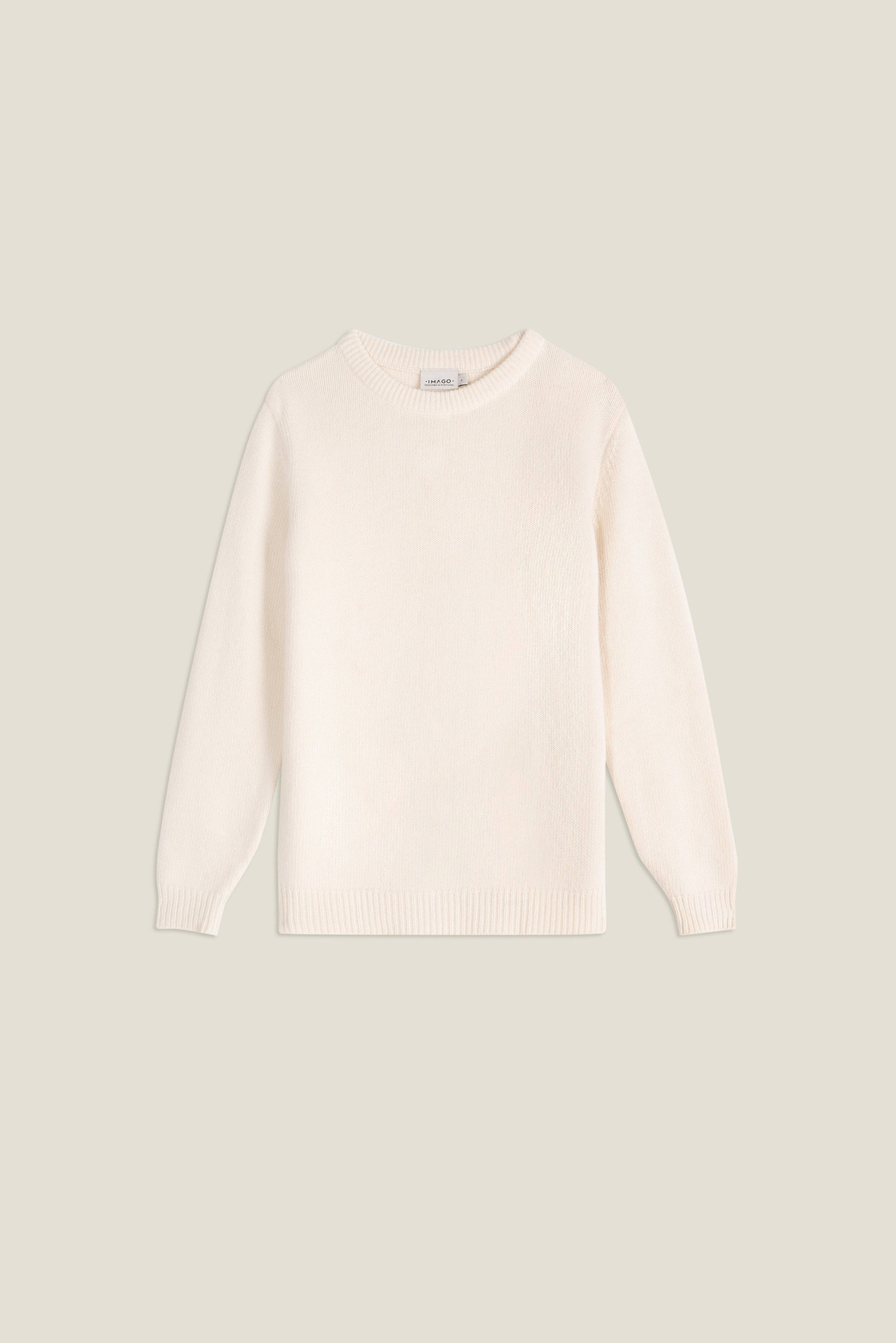 Maglione in maglia bianco neve in cotone organico