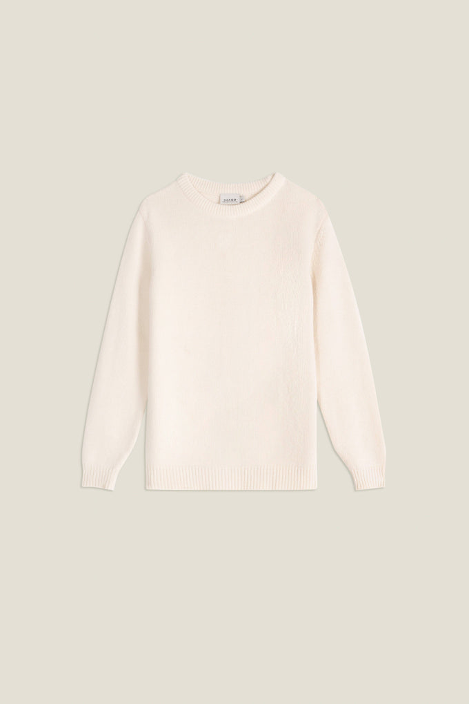 Maglione in maglia bianco neve in cotone organico