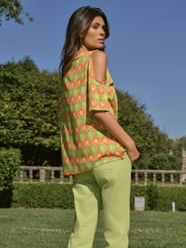 Blusa geometrica cut-out in viscosa