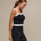 Top in maglia effetto fluffy bicolore