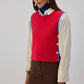 Maglione smanicato con profili a contrasto