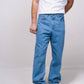 Jeans dritti in cotone a vita alta 5 tasche