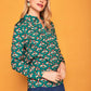 Camicia Verde con Stampa Insetti e Tasche sul Petto