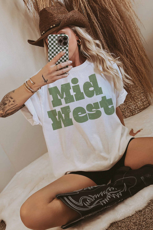 T-shirt oversize grafica “Mid West” in cotone
