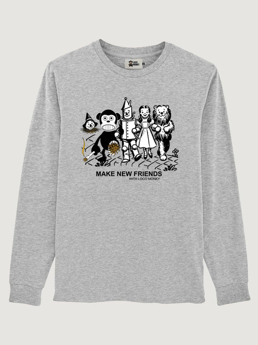 T-shirt unisex a maniche lunghe Make New Friends grigio melange