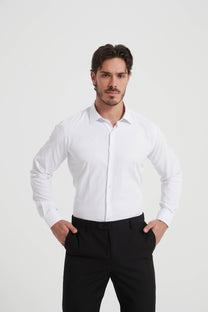Camicia bianca slim fit effetto satinato easy iron