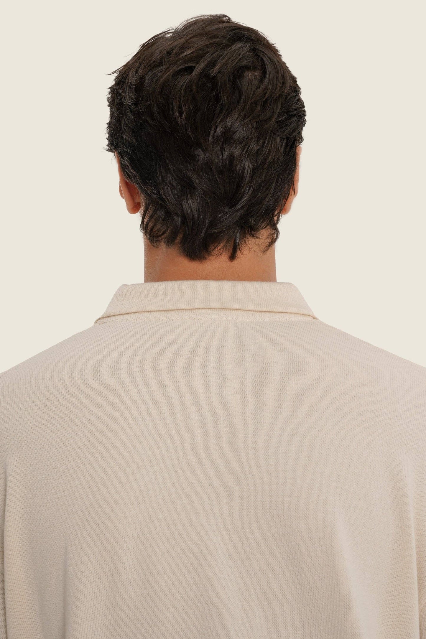 Maglione polo beige in cotone organico