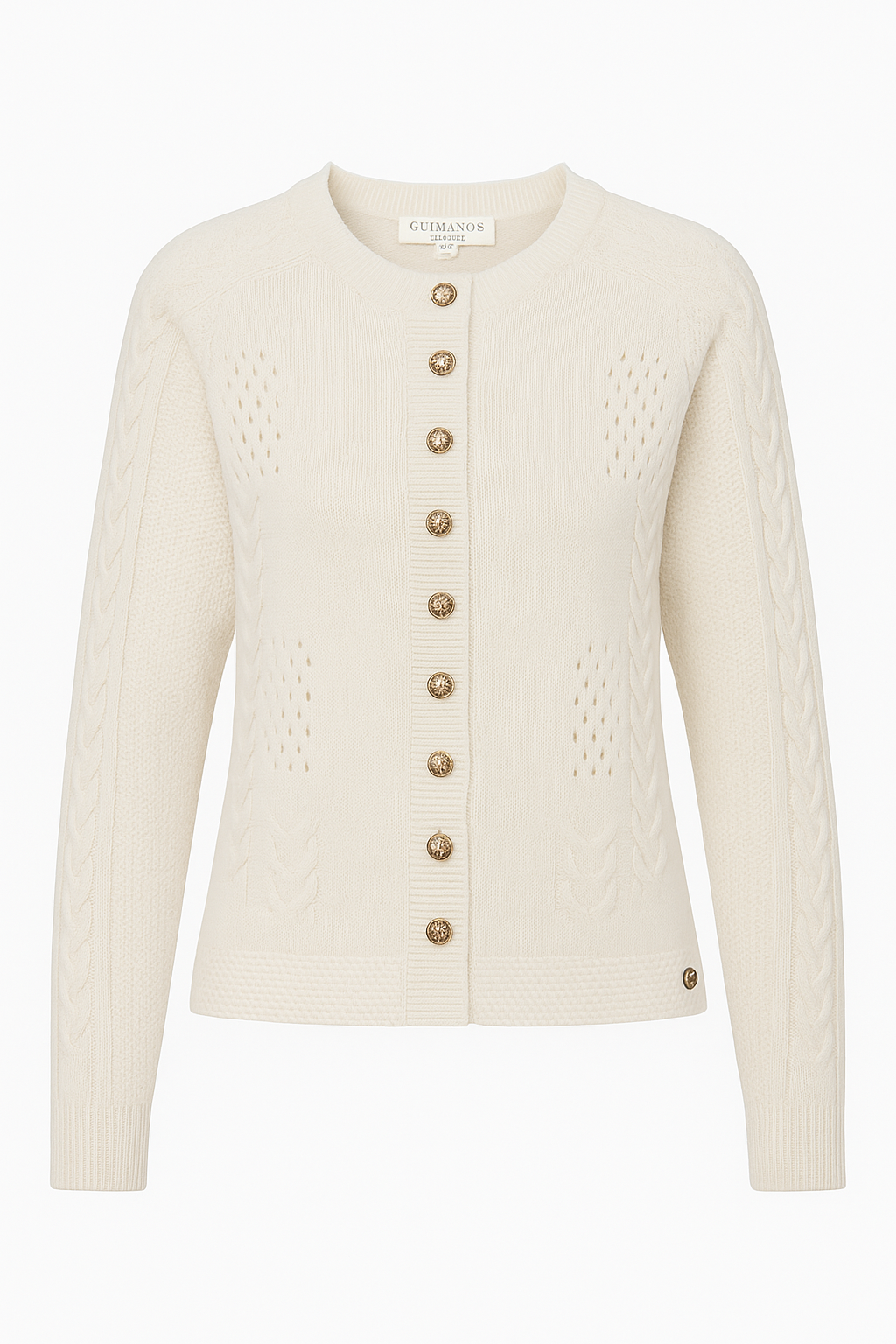Cardigan corto in maglia con bottoni dorati
