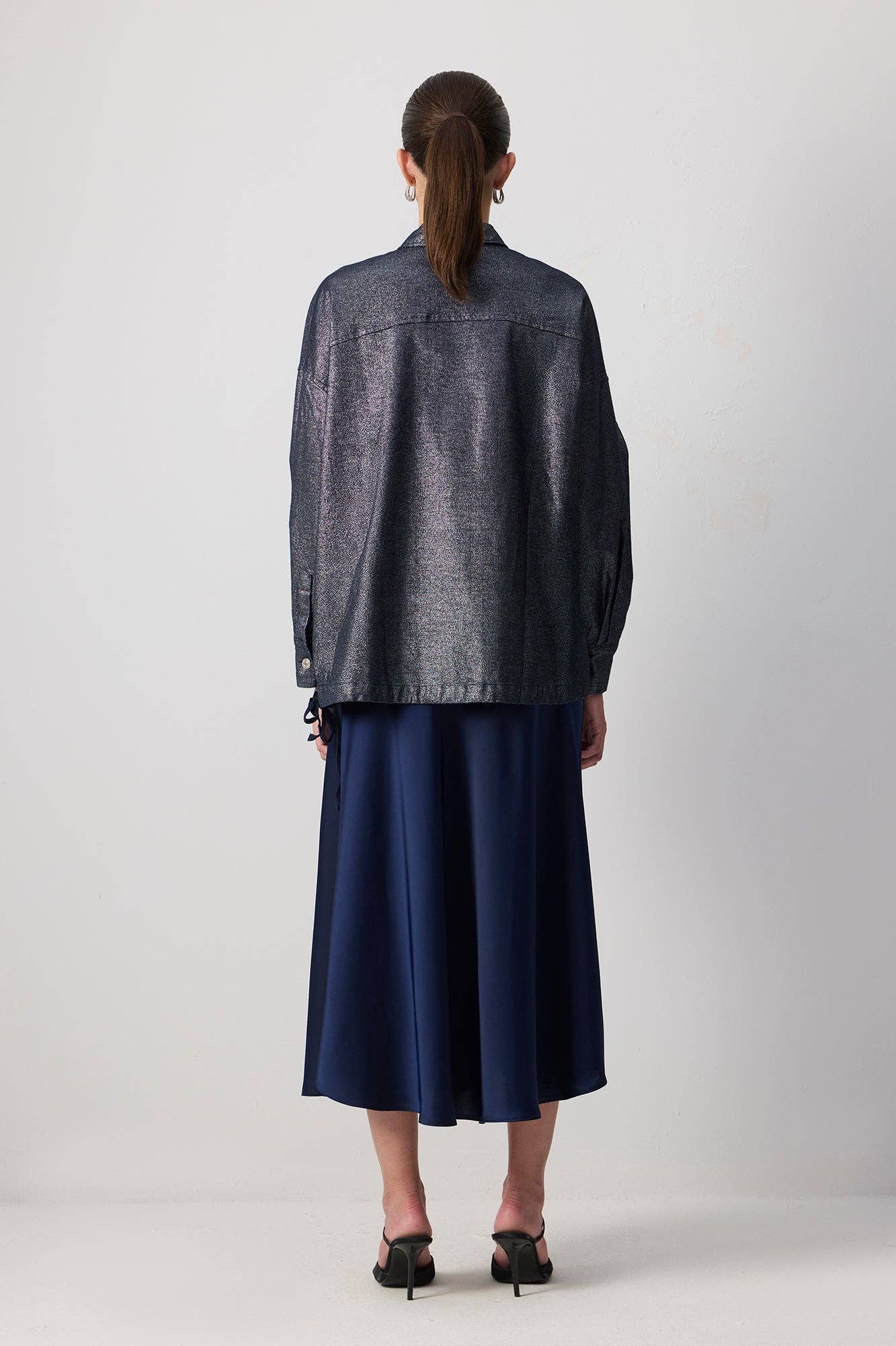 Giacca oversize in gabardine glitterata