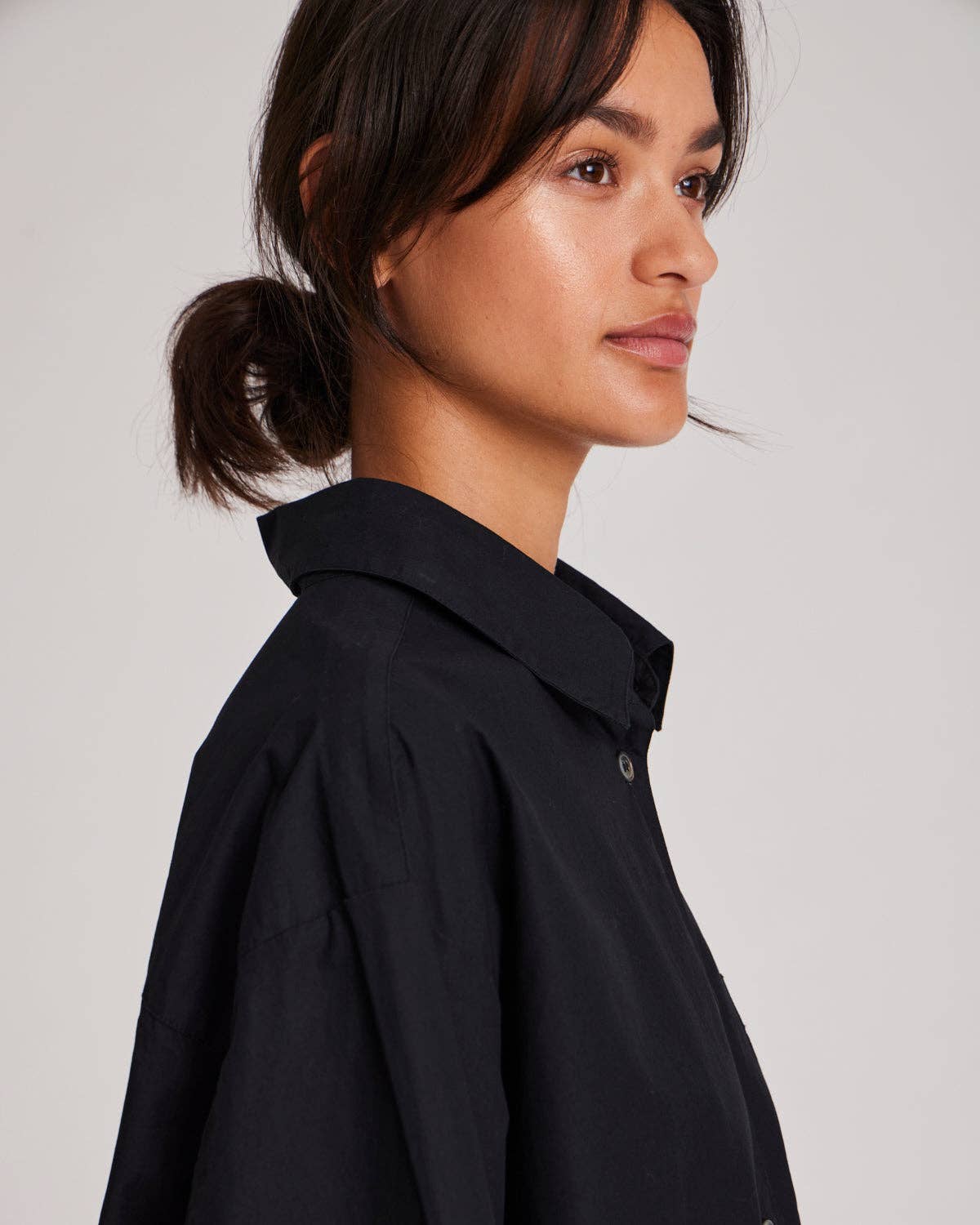 Camicia Astrid in popeline di cotone biologico nera