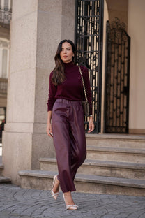 Pantaloni Napa in Ecopelle a Vita Alta