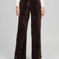 Pantaloni in velluto a vita alta color cioccolato