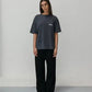 T-shirt cropped nera washed oversize in cotone biologico