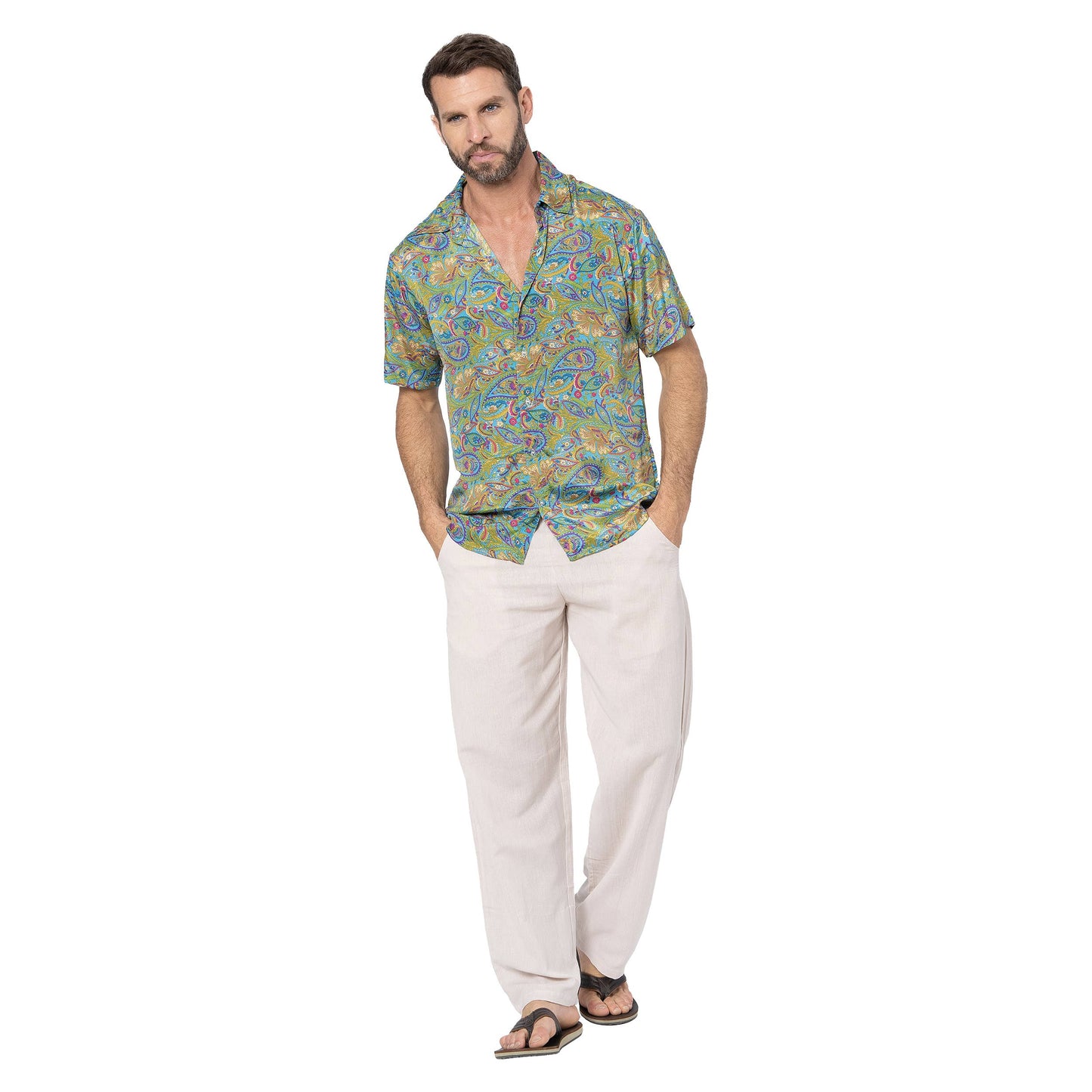 Camicia estiva a maniche corte con stampa paisley