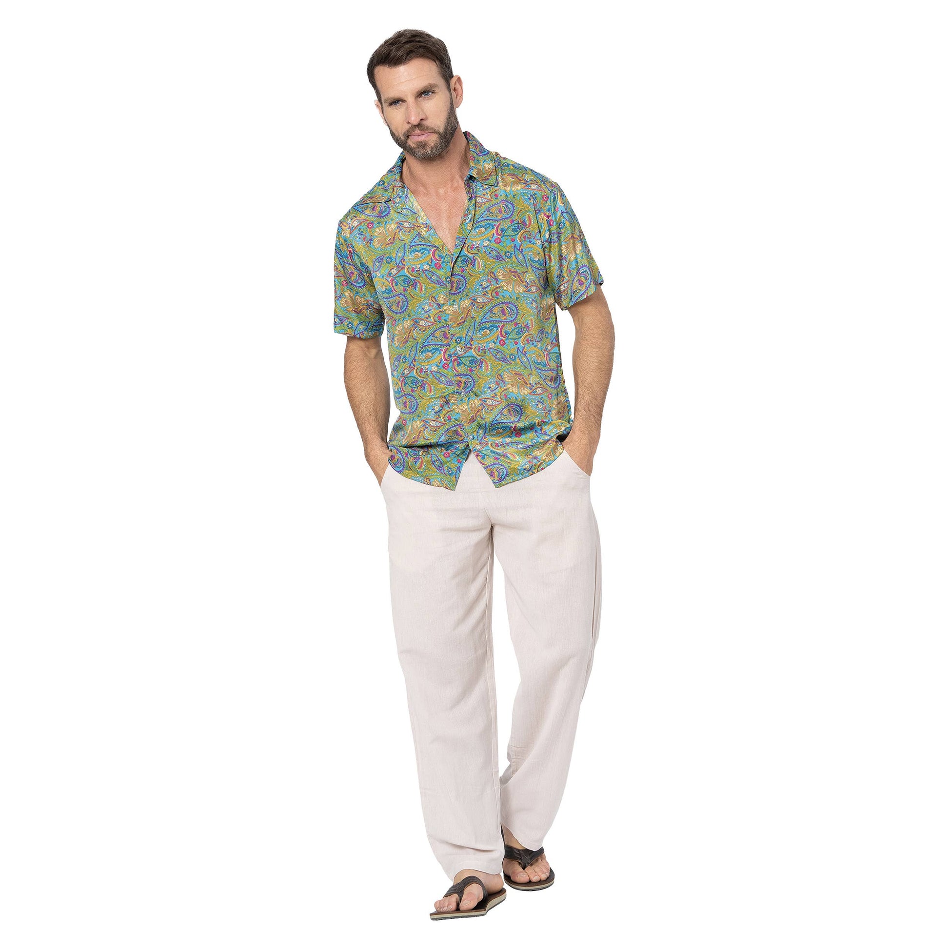 Camicia estiva a maniche corte con stampa paisley