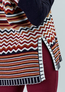 Maglione jacquard multicolor con motivo a onde