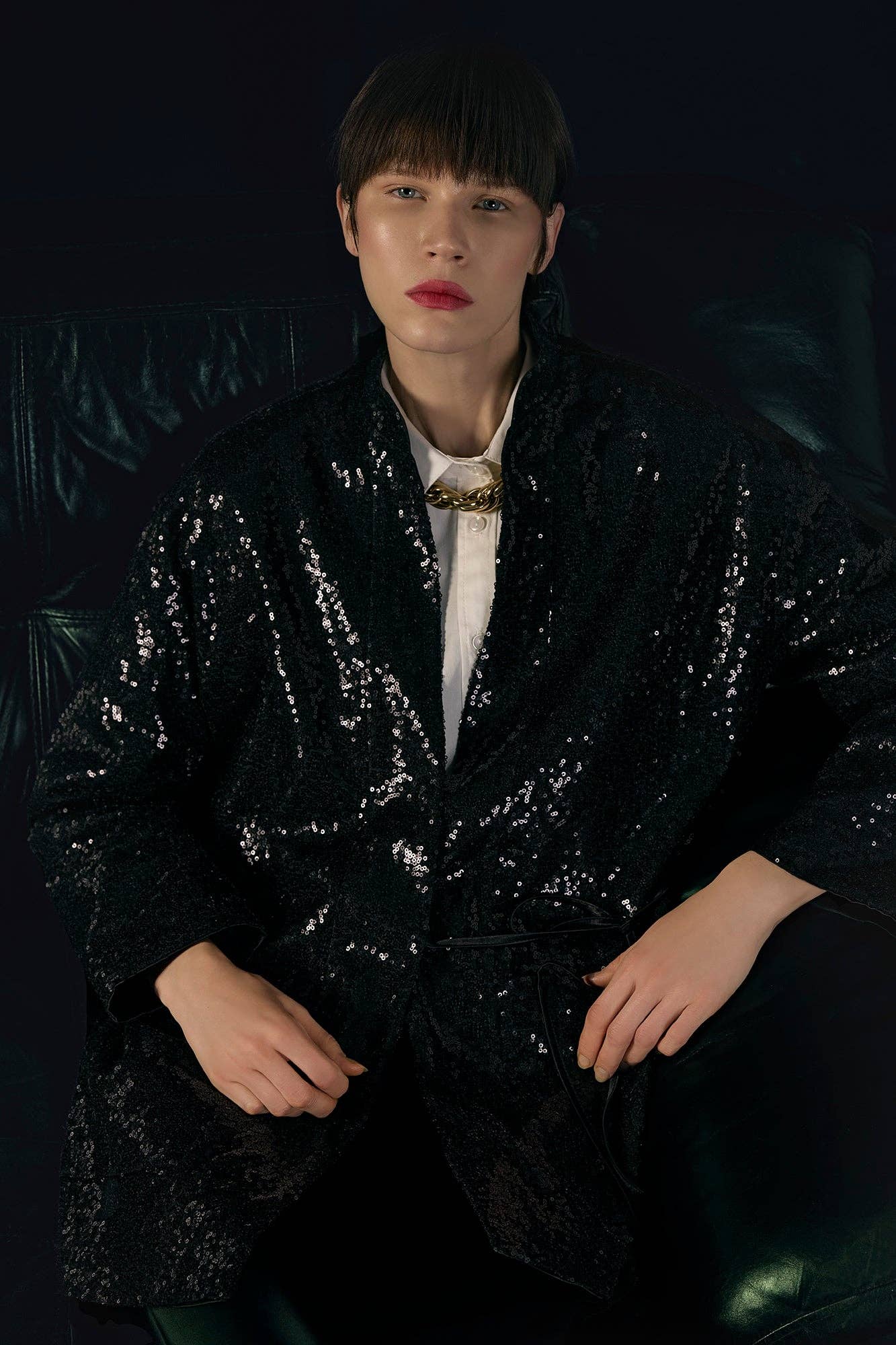 Kimono di paillettes nero