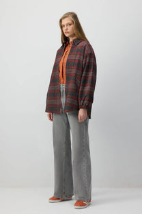Giacca bomber con colletto a camicia a quadri