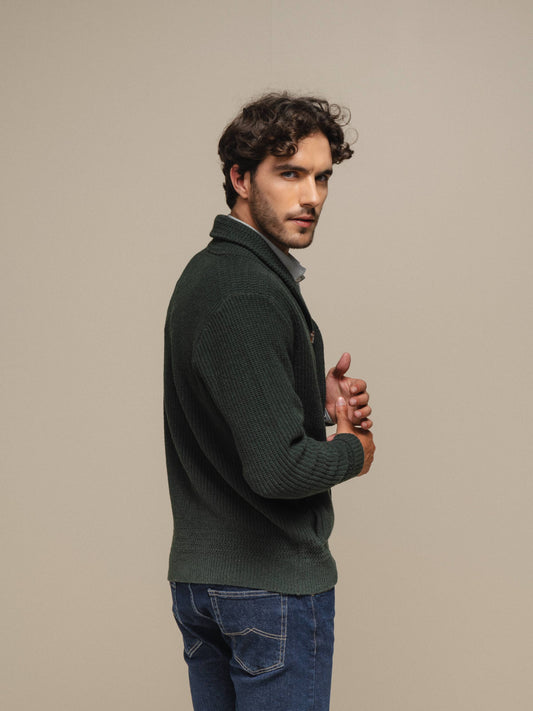 Cardigan in maglia uomo in cotone