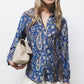 Camicia stampata a maniche lunghe stile balloon