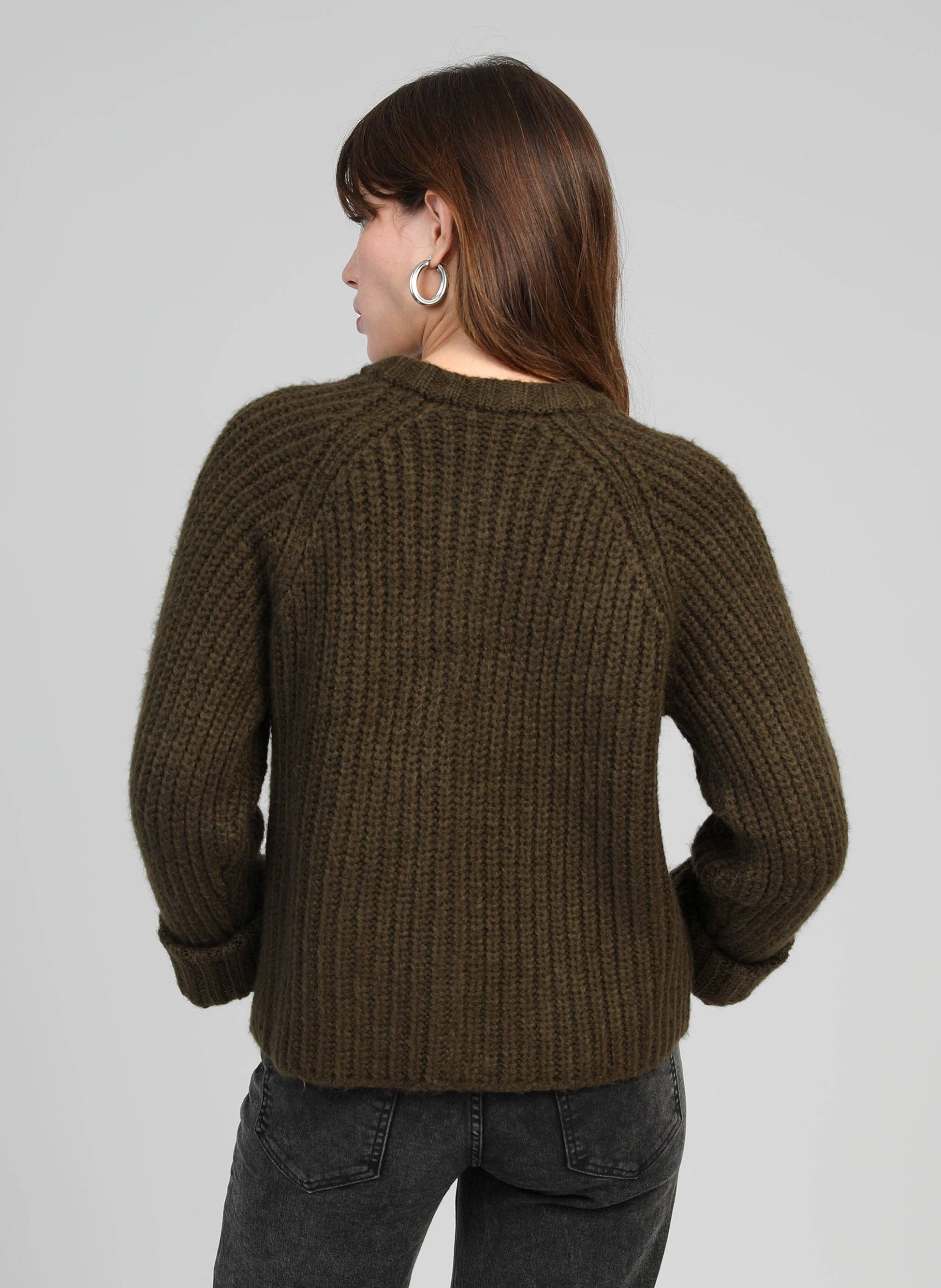 Cardigan in maglia color kaki