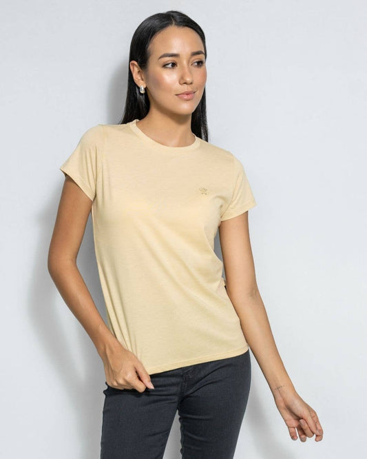 T-shirt donna beige antimacchia in cotone