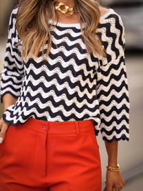 Felpa in maglia a onde in cotone