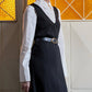Gilet a maglia lungo nero con scollo a V