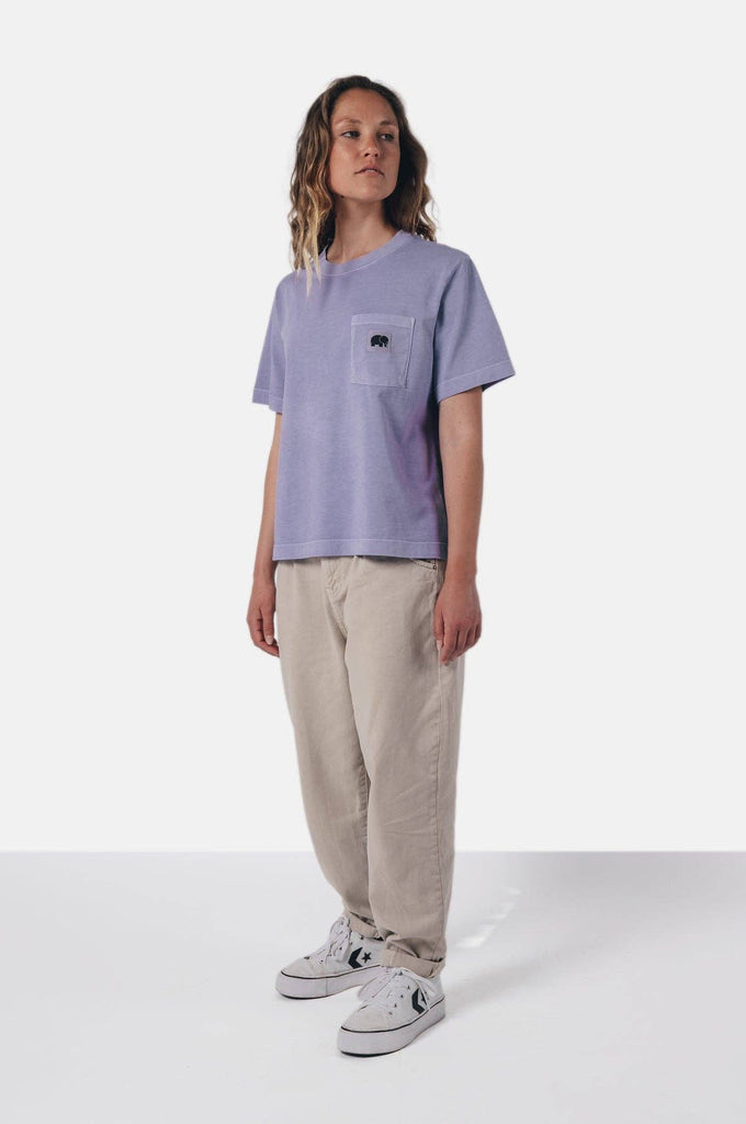 T-shirt donna lavanda tinta a pigmento Garceta