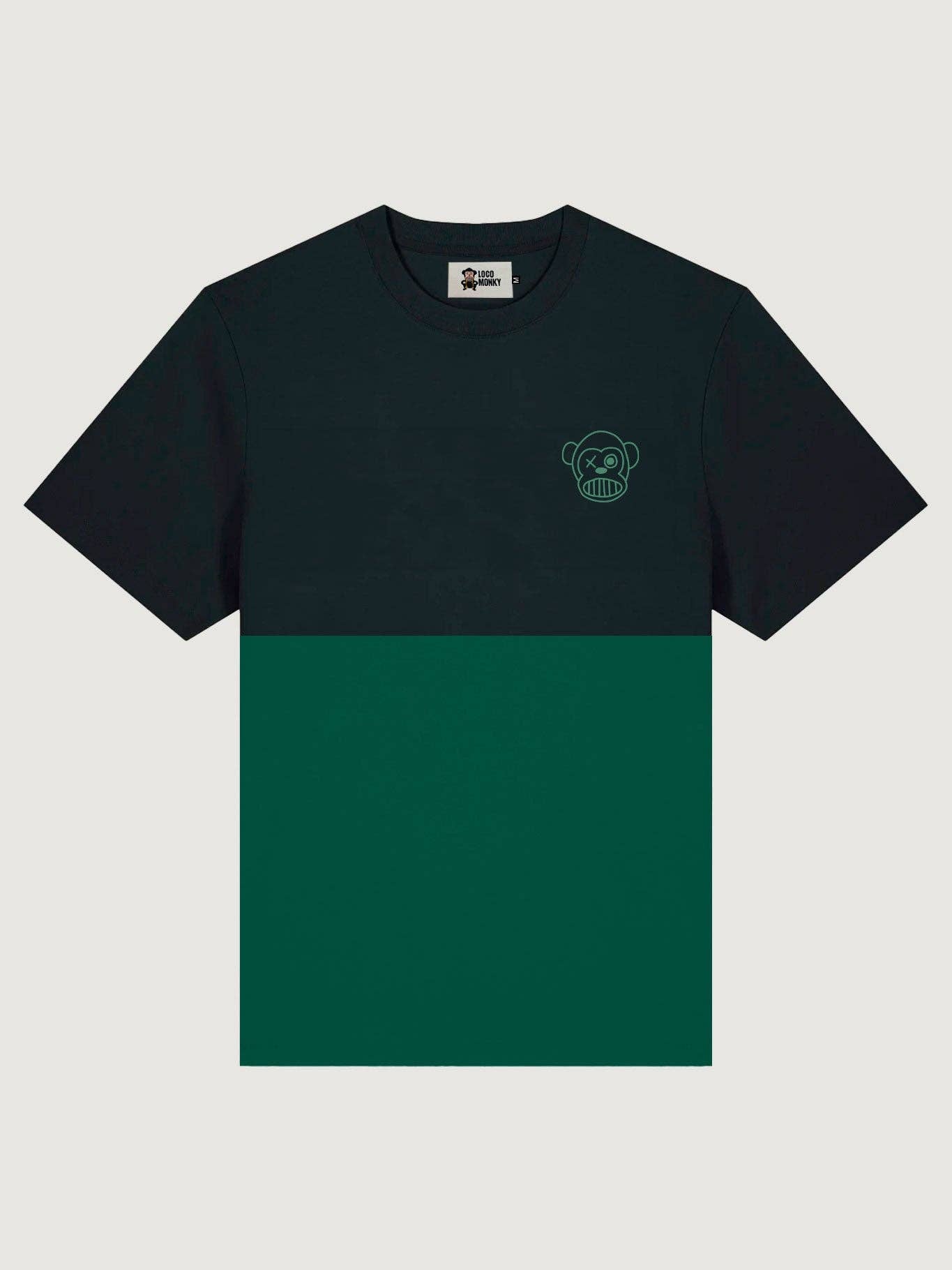 T-shirt bicolore Puro Loco B verde scuro e nera