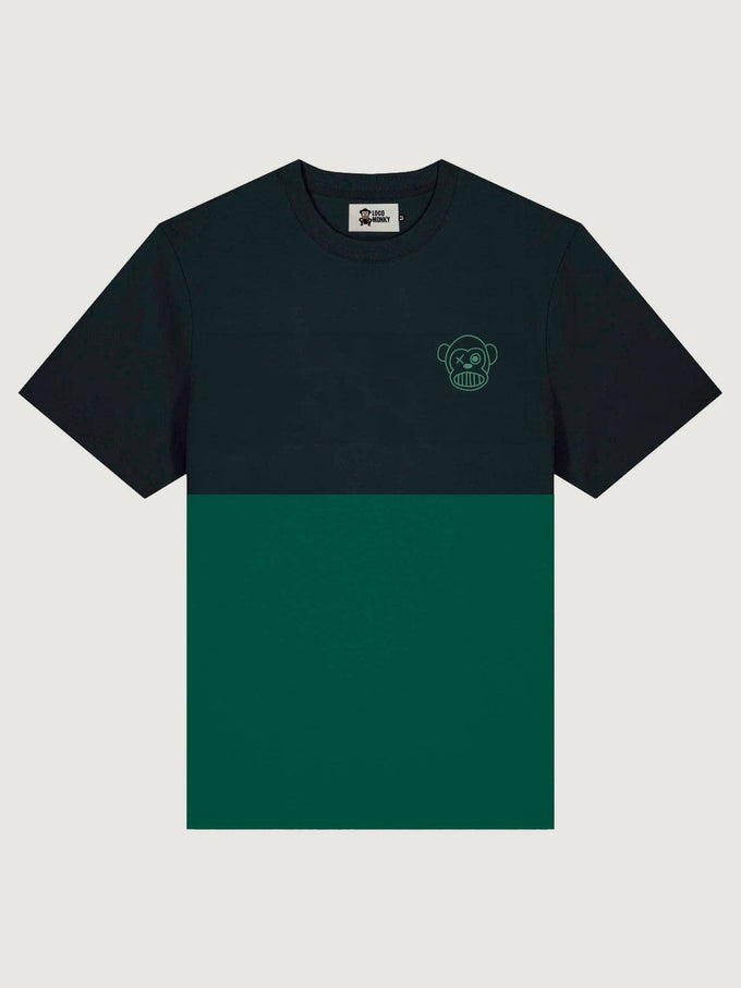T-shirt bicolore Puro Loco B verde scuro e nera