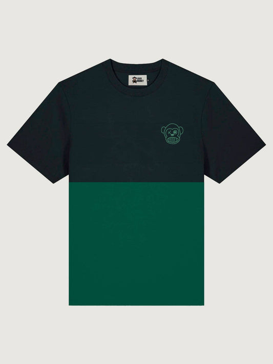 T-shirt bicolore Puro Loco B verde scuro e nera