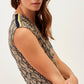 Body in maglia animalier con scollo a V