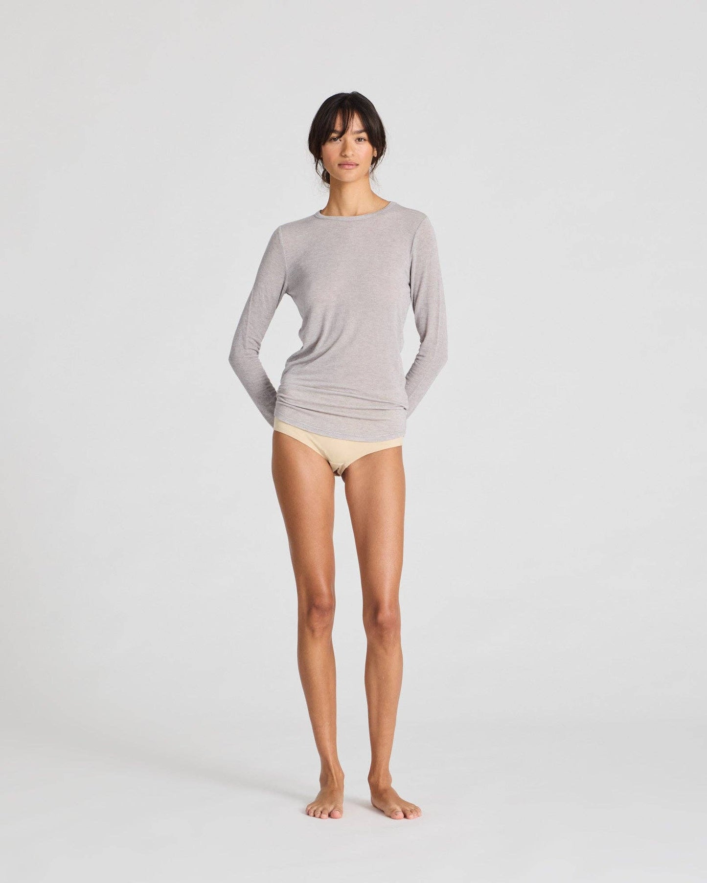 Maglia a maniche lunghe Thyra in lana grigio mélange chiaro