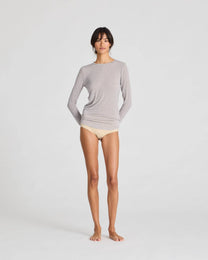 Maglia a maniche lunghe Thyra in lana grigio mélange chiaro