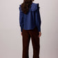 Camicia blu navy con maxi colletto alla marinara arricciato